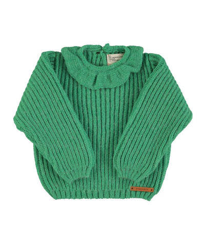 Piupiuchick Knitted sweater with collar Green