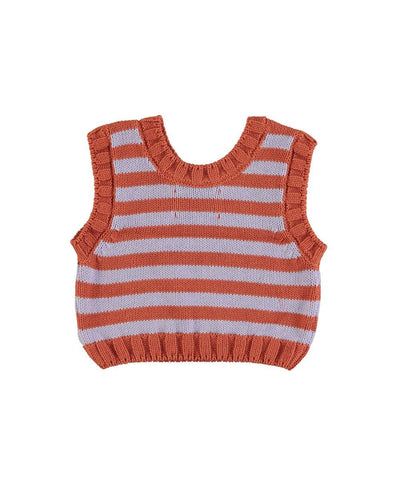 Piupiuchick Knitted Top Lavender & Terracotta Stripes