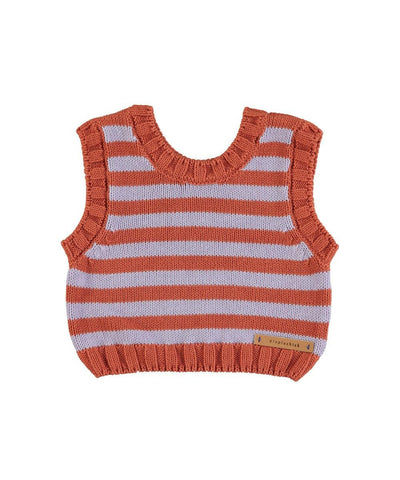 Piupiuchick Knitted Top Lavender & Terracotta Stripes