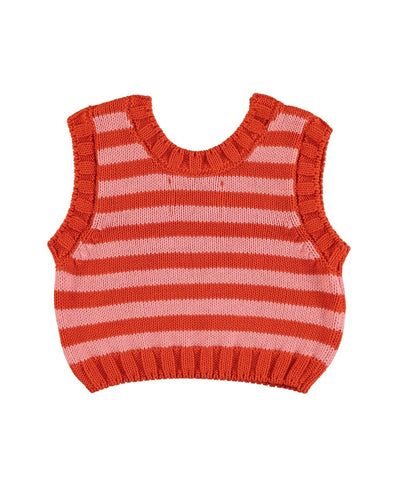 Piupiuchick Knitted Top Pink & Red Stripes