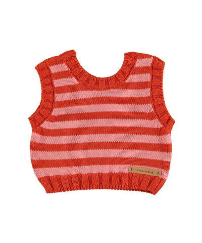 Piupiuchick Knitted Top Pink & Red Stripes