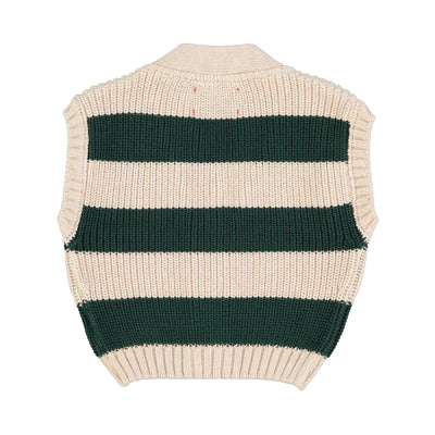 Piupiuchick Knitted Waistcoat Ecru & Green