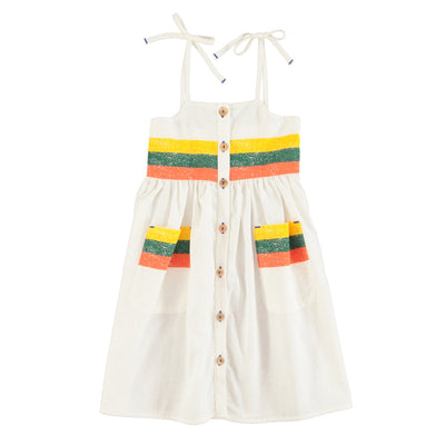 Piupiuchick Long Dress Ecru With Multicolor Stripes