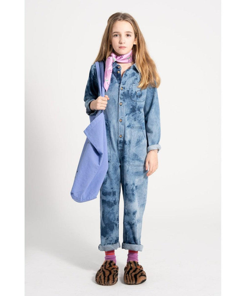 Piupiuchick Longsleeve jumpsuit tie dye denim Blue