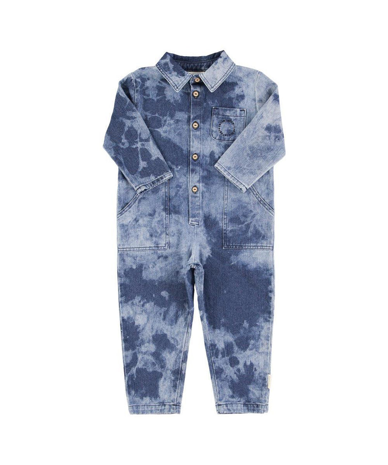 Piupiuchick Longsleeve jumpsuit tie dye denim Blue