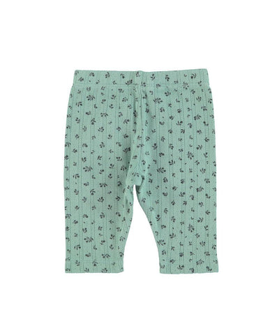 Piupiuchick Newborn Leggings Green with Flowers