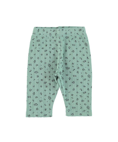 Piupiuchick Newborn Leggings Green with Flowers