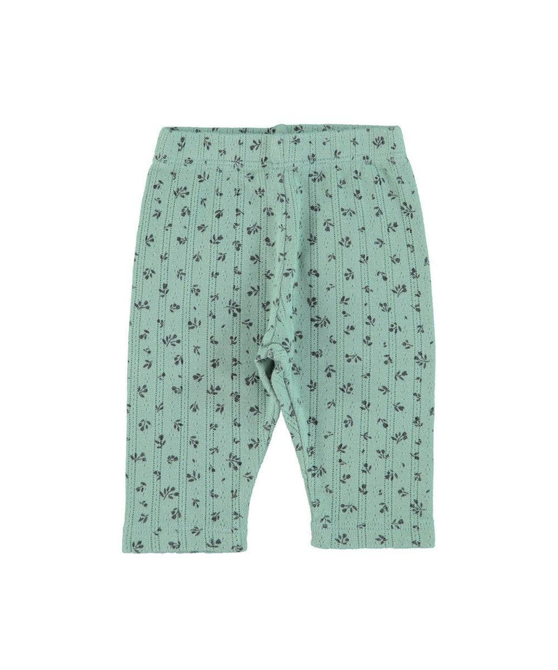 Piupiuchick Newborn Leggings Green with Flowers