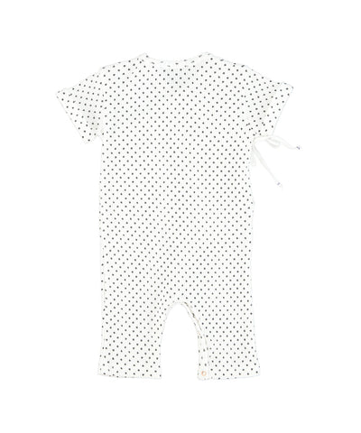 Piupiuchick Newborn Short Sleeve Babygrow Ecru with Hearts