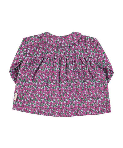 Piupiuchick Peter Pan Collar Blouse Magenta Flowers