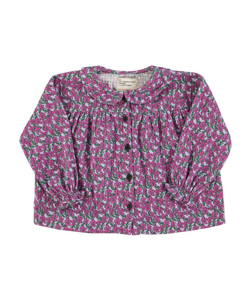 Piupiuchick Peter Pan Collar Blouse Magenta Flowers