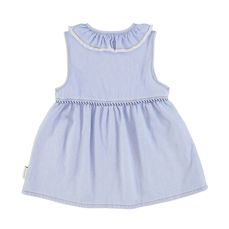 Piupiuchick Short Dress Light Blue Soft Denim