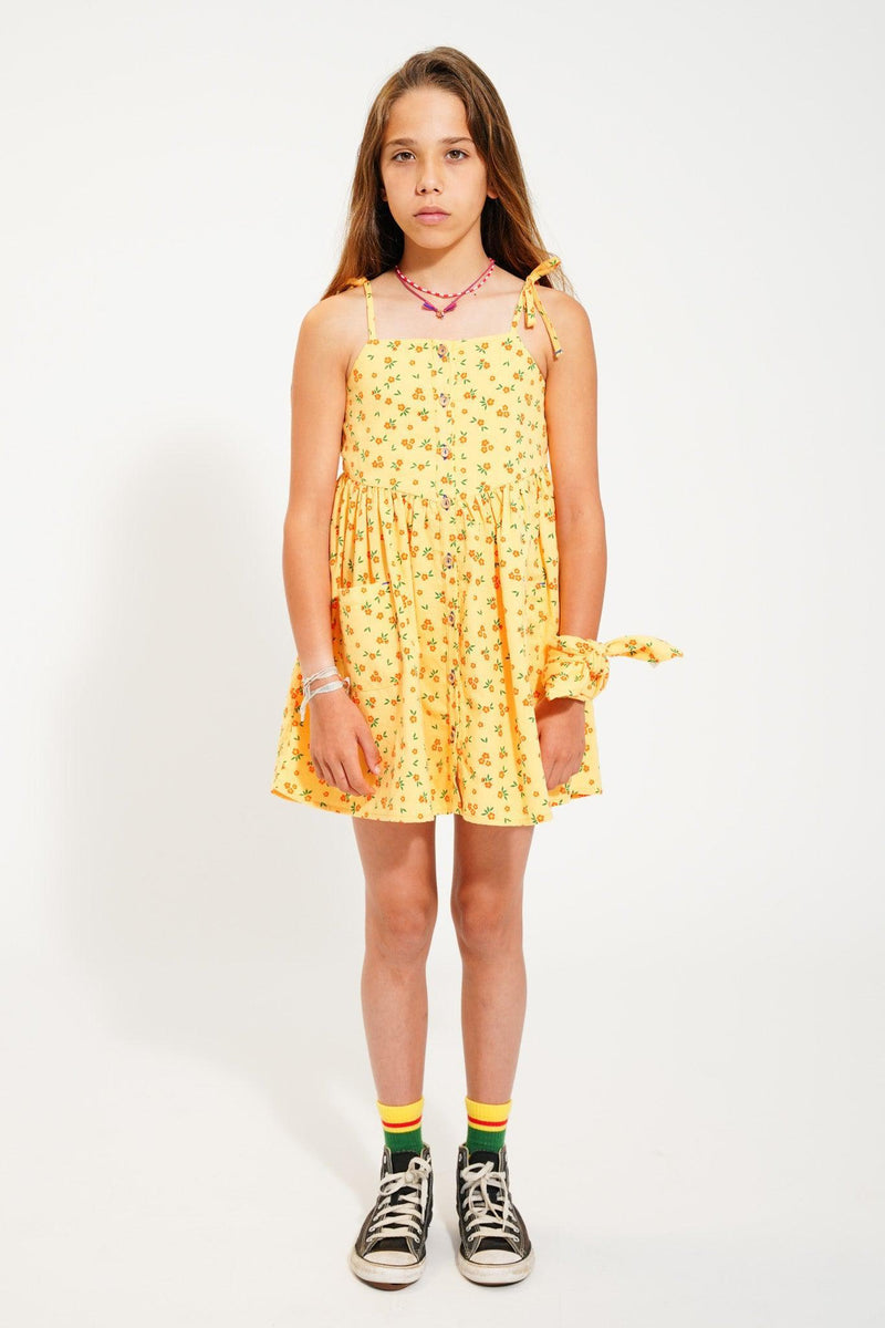 Piupiuchick Short Dress Yellow With Flowers