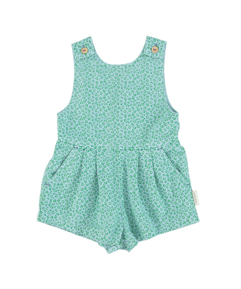 Piupiuchick Short Jumpsuit Blue with Green Animal Print