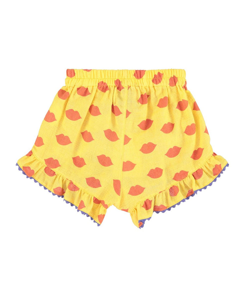 Piupiuchick Shorts with Frills Yellow with Lips