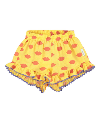 Piupiuchick Shorts with Frills Yellow with Lips