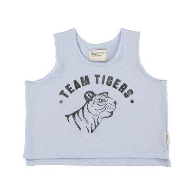 Piupiuchick Sleeveless T-shirt Light Blue With Tiger Print