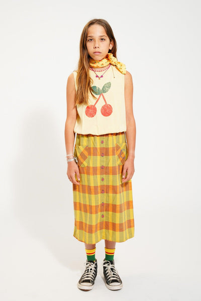 Piupiuchick Sleeveless Top Sand With Cherry Print