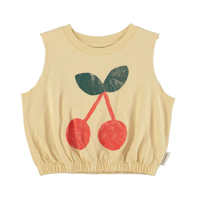 Piupiuchick Sleeveless Top Sand With Cherry Print