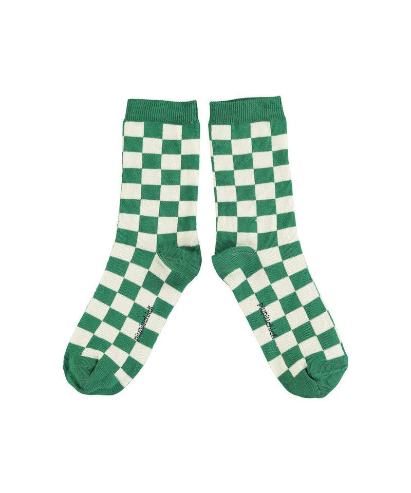 Piupiuchick Socks Ecru & Green Checkered