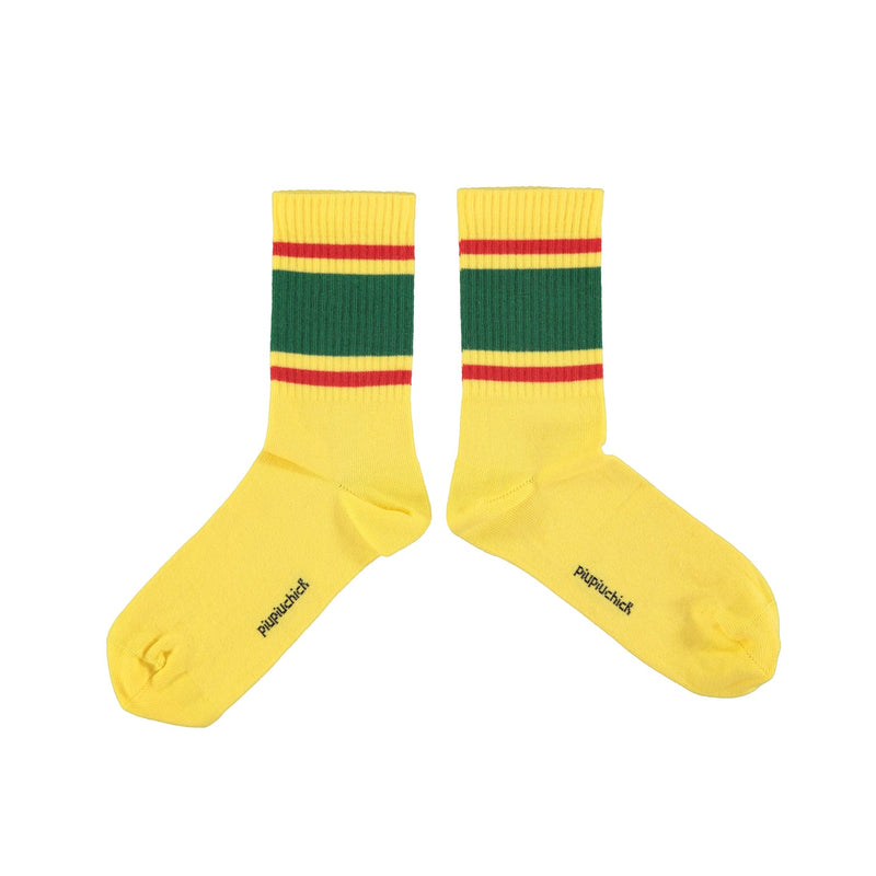 Piupiuchick Socks Yellow With Green & Red Stripes