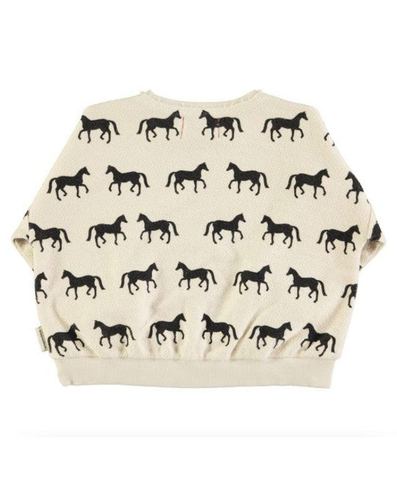 Piupiuchick Sweatshirt Black Horses Ecru