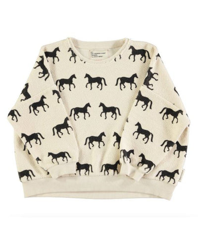 Piupiuchick Sweatshirt Black Horses Ecru