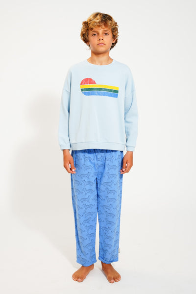 Piupiuchick Sweatshirt Light Blue With Multicolor Wave Print