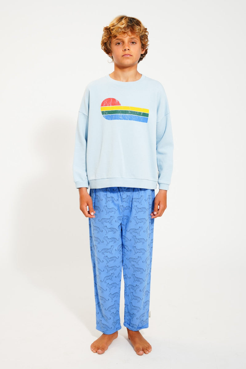 Piupiuchick Sweatshirt Light Blue With Multicolor Wave Print