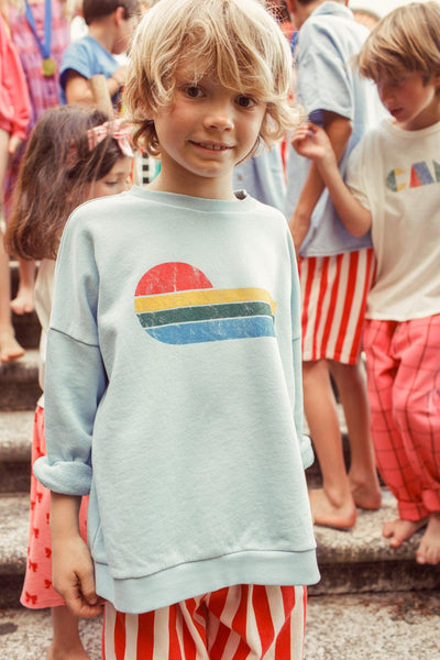 Piupiuchick Sweatshirt Light Blue With Multicolor Wave Print