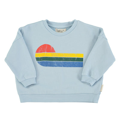 Piupiuchick Sweatshirt Light Blue With Multicolor Wave Print