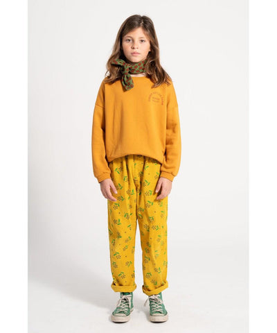 Piupiuchick Trousers Flowers allover Yellow Mustard