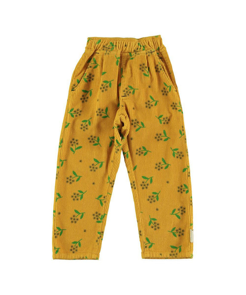 Piupiuchick Trousers Flowers allover Yellow Mustard