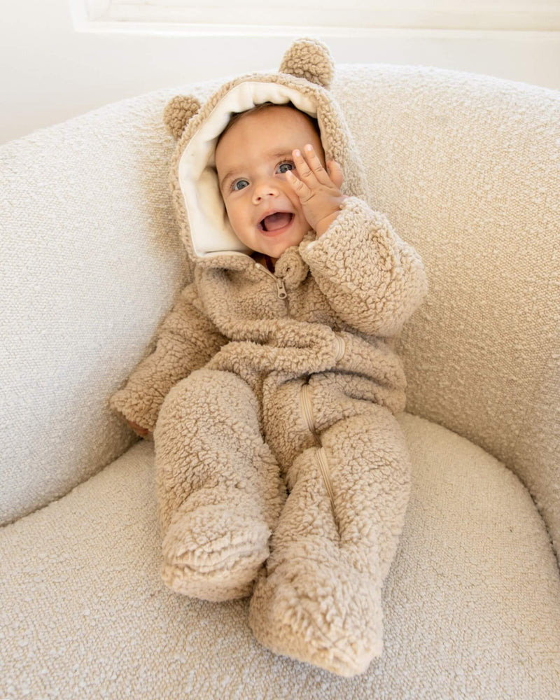 Quincy Mae Baby Bear Jumpsuit Beige