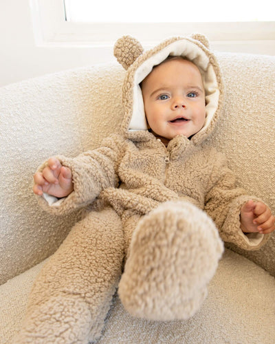 Quincy Mae Baby Bear Jumpsuit Beige