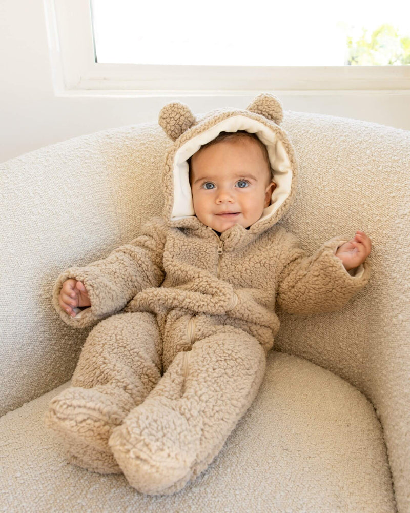 Quincy Mae Baby Bear Jumpsuit Beige