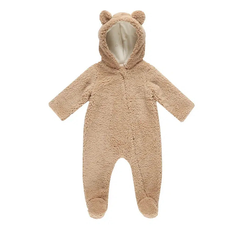 Quincy Mae Baby Bear Jumpsuit Beige