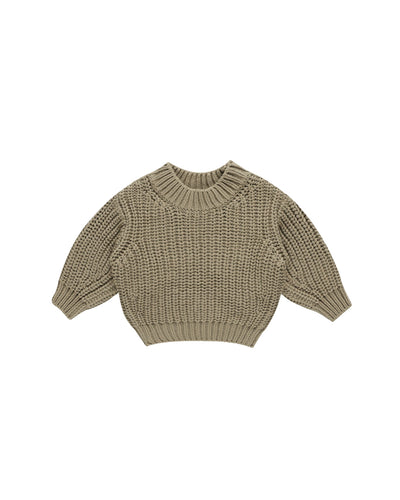 Quincy Mae Baby Chunky Knit Sweater Olive