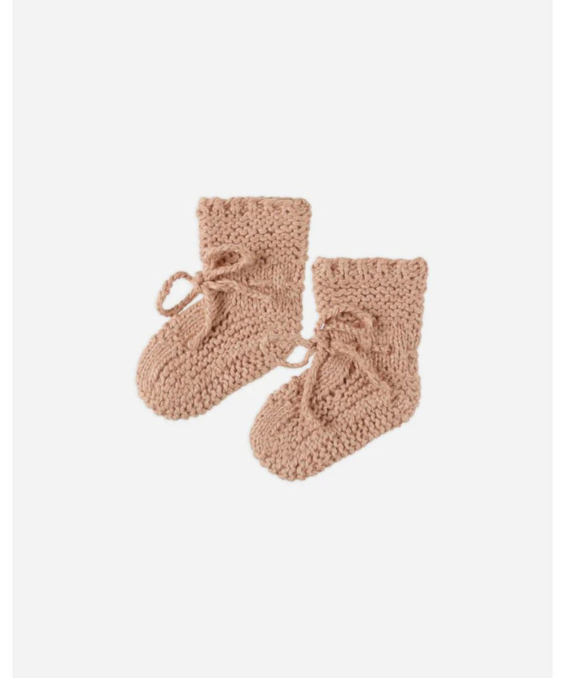 Quincy Mae Baby Knit Booties Heathered Rose