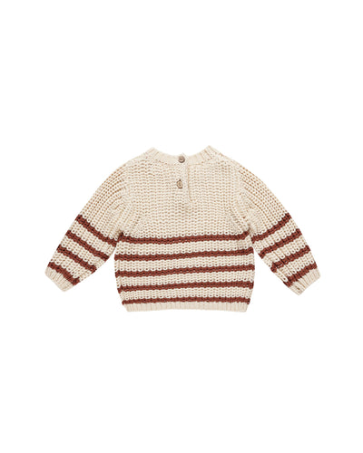 Quincy Mae Baby Knitted Sweater Cranberry Stripe