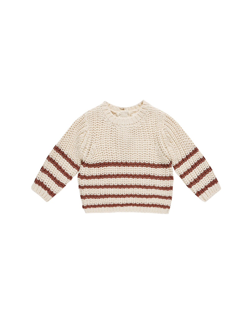 Quincy Mae Baby Knitted Sweater Cranberry Stripe