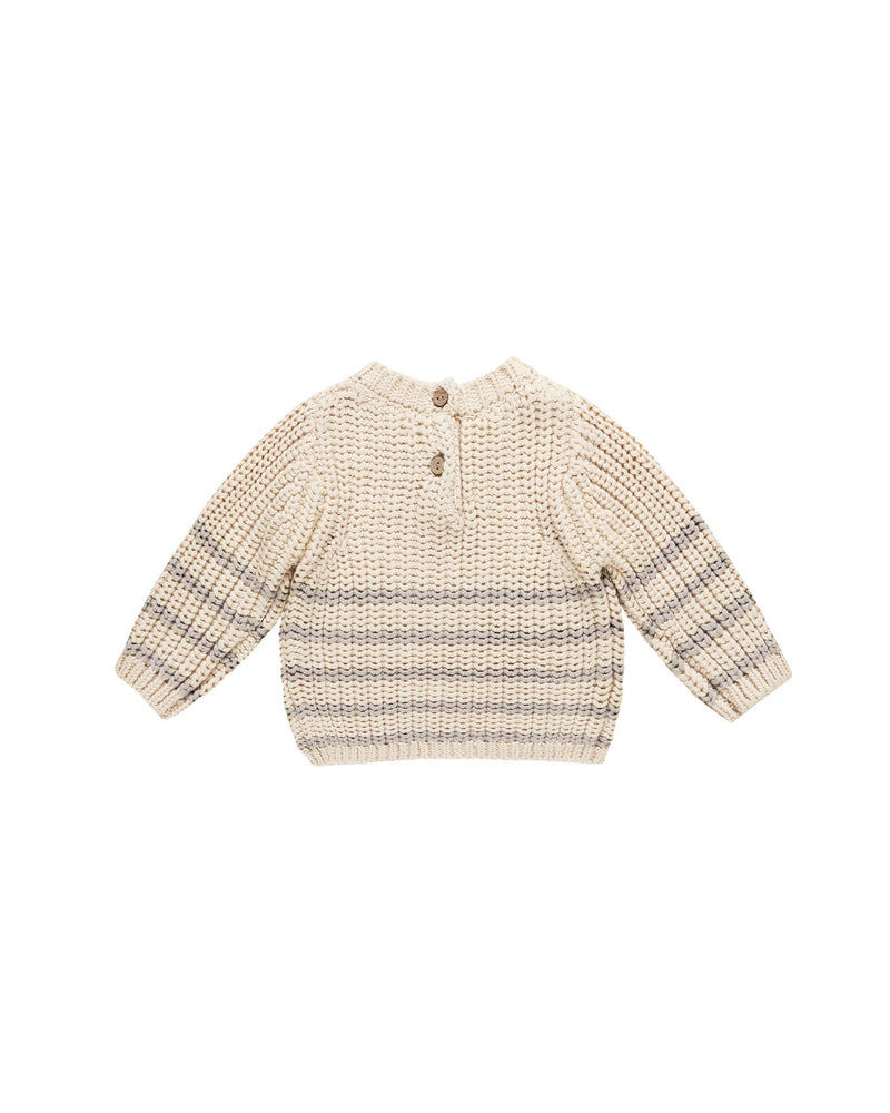 Quincy Mae Baby Knitted Sweater Fog Stripe