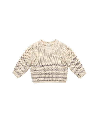 Quincy Mae Baby Knitted Sweater Fog Stripe