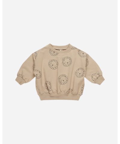 Quincy Mae Baby Relaxed Fleece Sweatshirt Lions latte