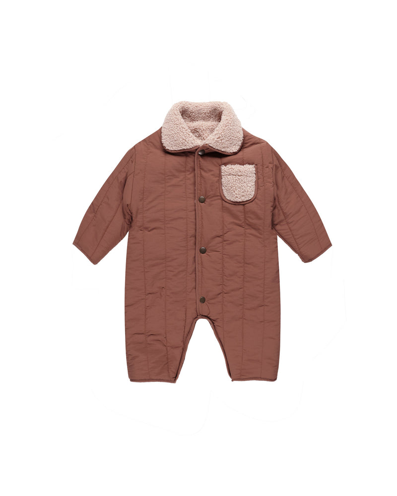 Quincy Mae Baby Shearling Jumpsuit Blush