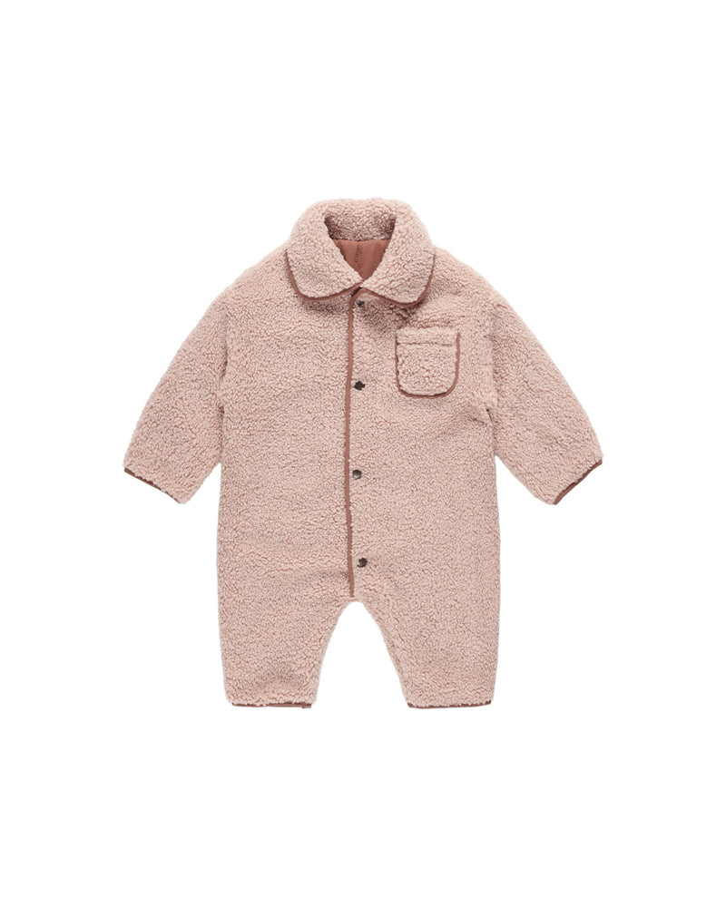 Quincy Mae Baby Shearling Jumpsuit Blush