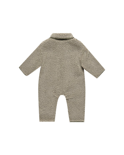 Quincy Mae Baby Shearling Jumpsuit Olive