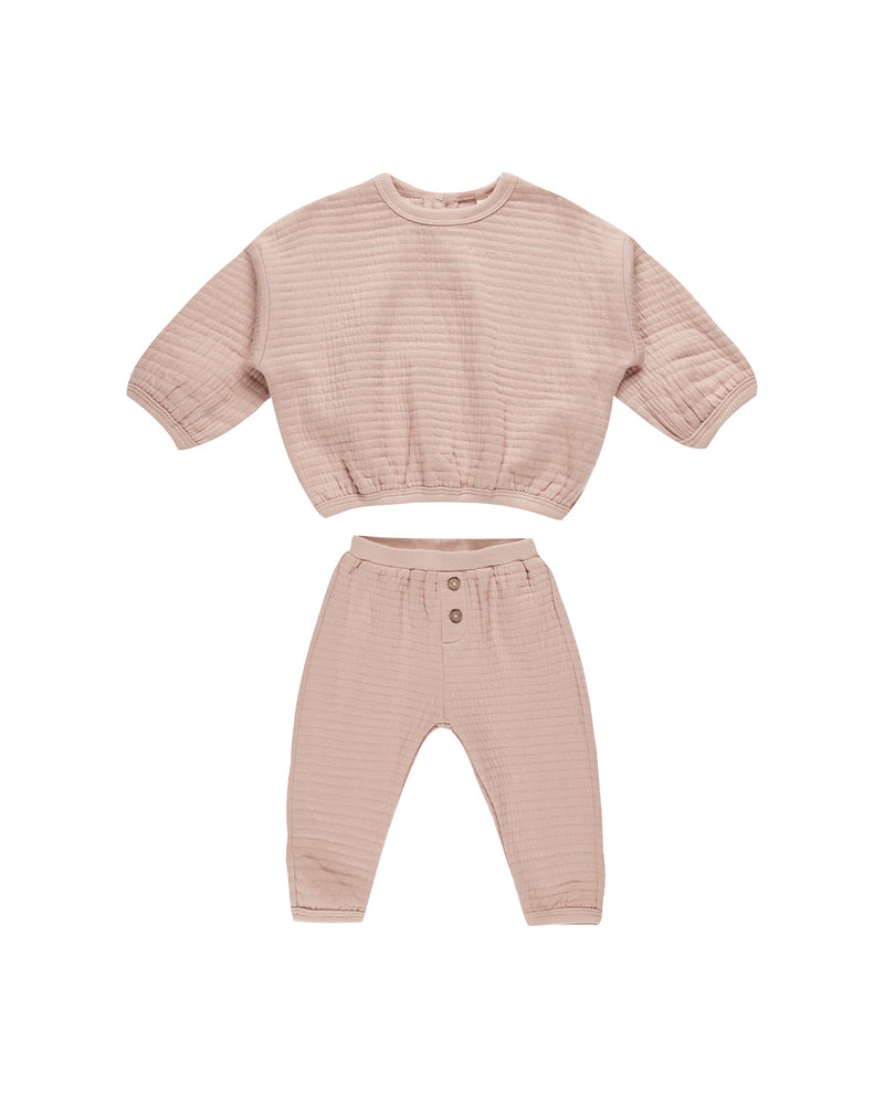 Quincy Mae Baby Textured Sweat Set Blush