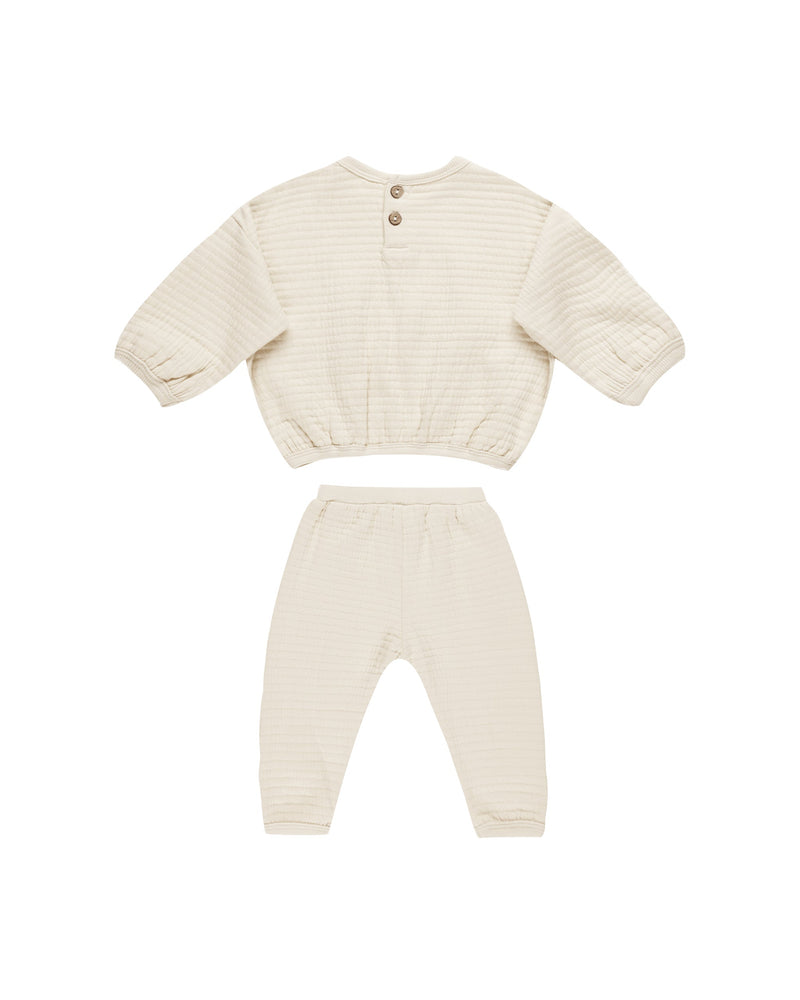 Quincy Mae Baby Textured Sweat Set Natural