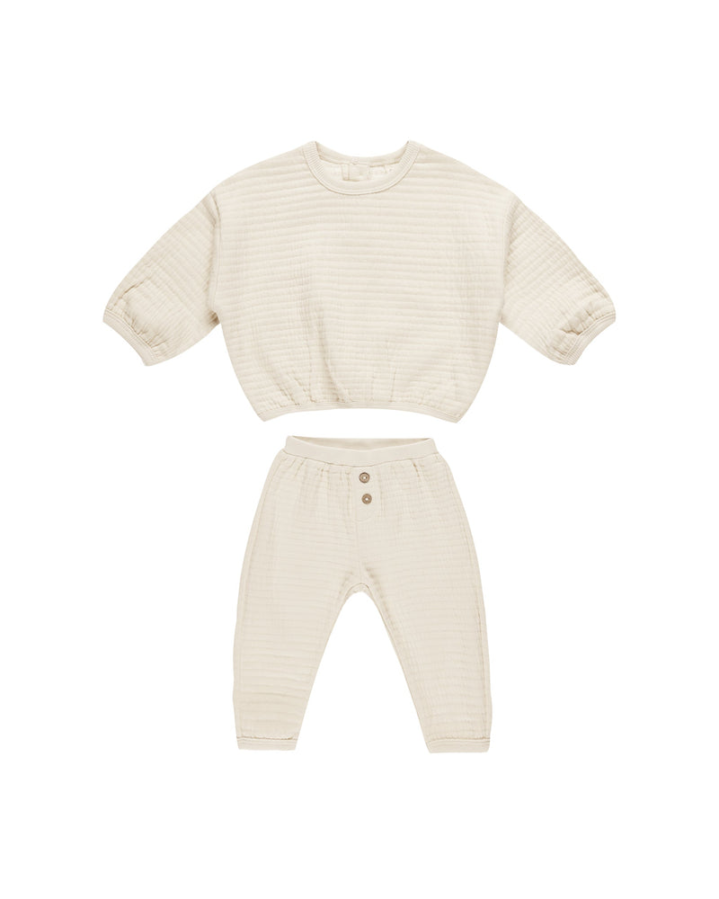 Quincy Mae Baby Textured Sweat Set Natural